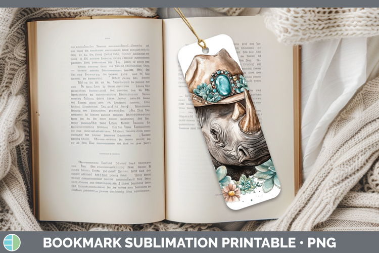 Safari Country Western Rhino Bookmark Sublimation Printable