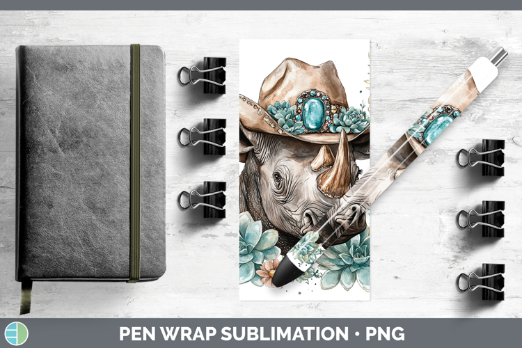 Safari Country Western Rhino Pen Wrap Sublimation Pen Design