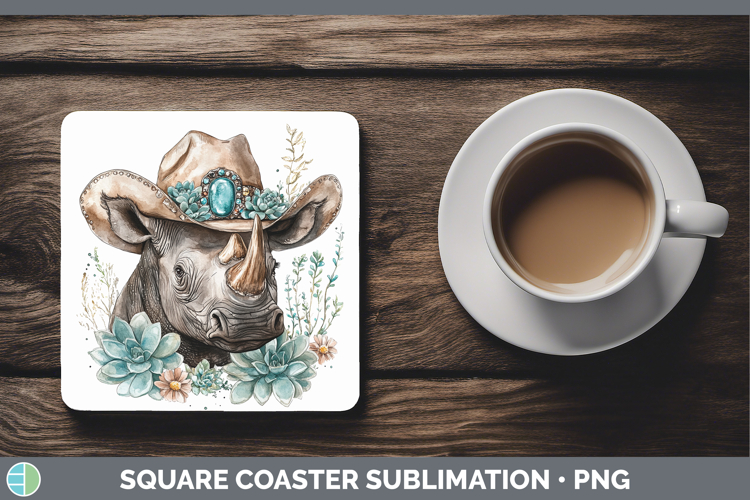 Safari Country Western Rhino Square Coaster Sublimation Coas