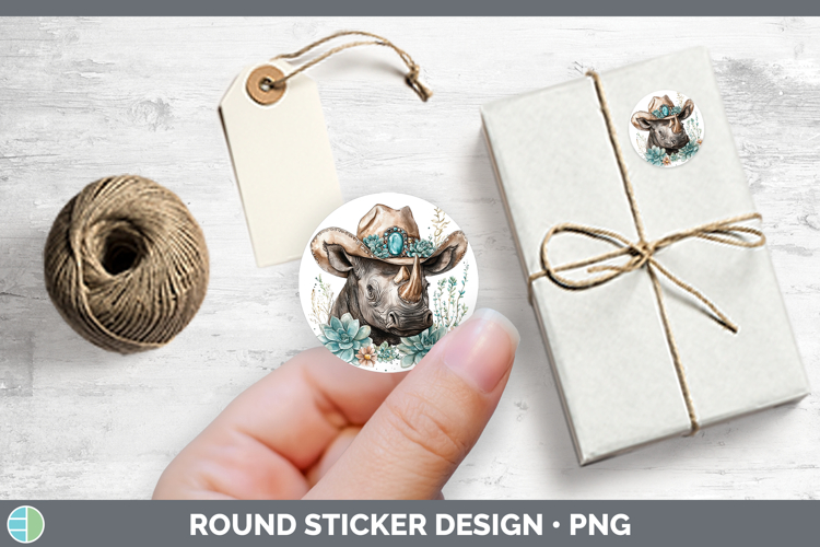 Safari Country Western Rhino Stickers | Round Labels Designs