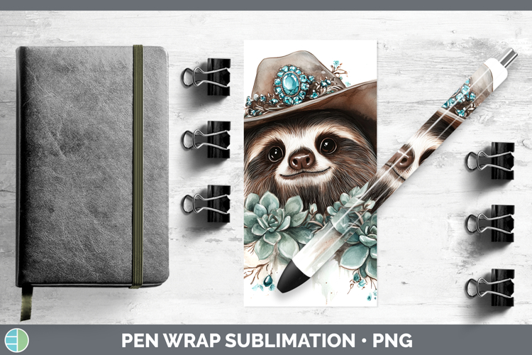 Safari Country Western Sloth Pen Wrap Sublimation Pen Design
