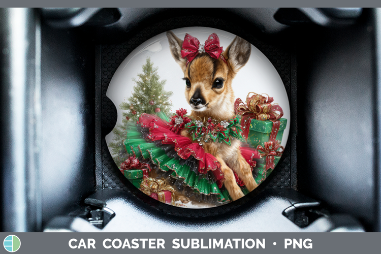 Safari Cute Christmas Antelope Car Coaster Sublimation Desi