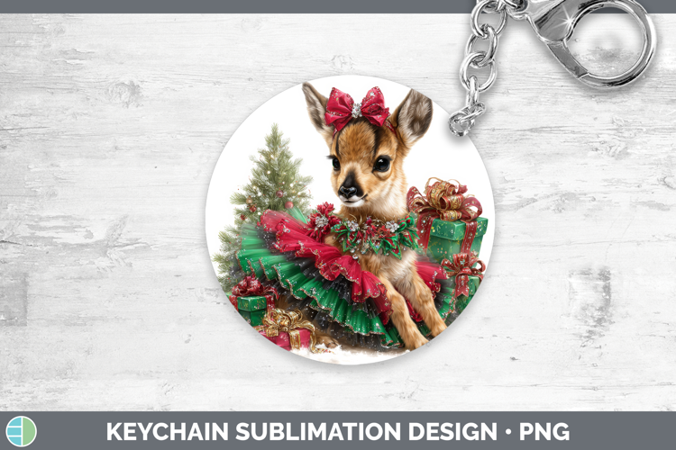 Safari Cute Christmas Antelope Keychain Sublimation Keyring