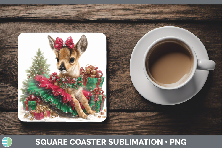 Safari Cute Christmas Antelope Square Coaster Sublimation Co
