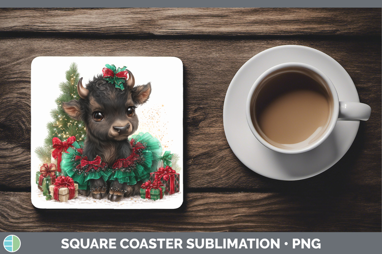 Safari Cute Christmas Buffalo Square Coaster Sublimation Coa