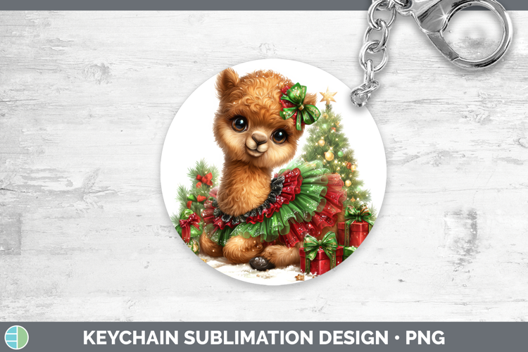 Safari Cute Christmas Camel Keychain Sublimation Keyring Des