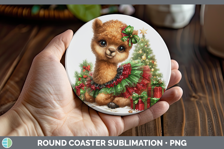 Safari Cute Christmas Camel Round Coaster Sublimation Coaste