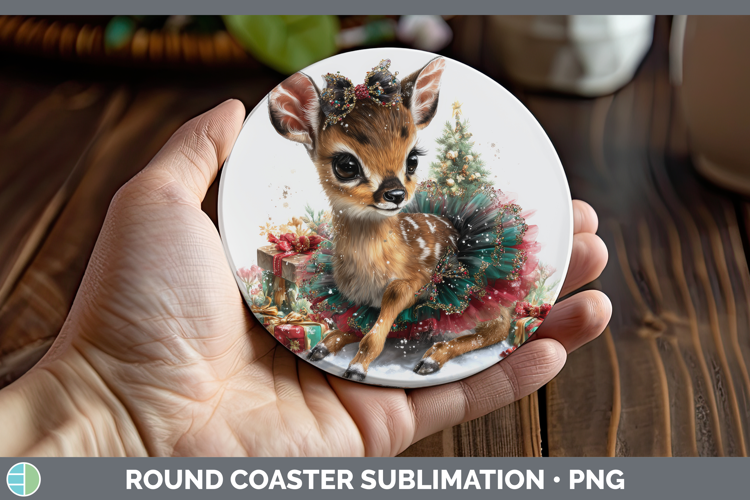 Safari Cute Christmas Impala Round Coaster Sublimation Coast