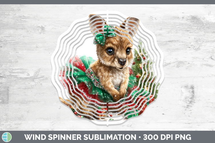 Safari Cute Christmas Kangaroo Wind Spinner Sublimation Spin