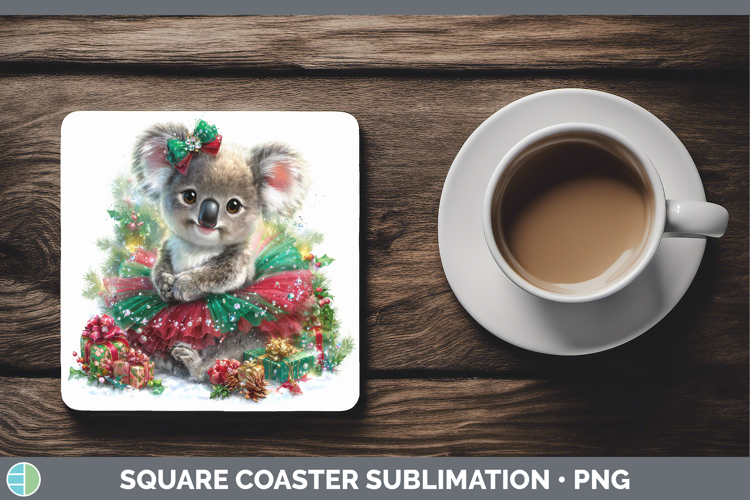 Safari Cute Christmas Koala Square Coaster Sublimation Coast