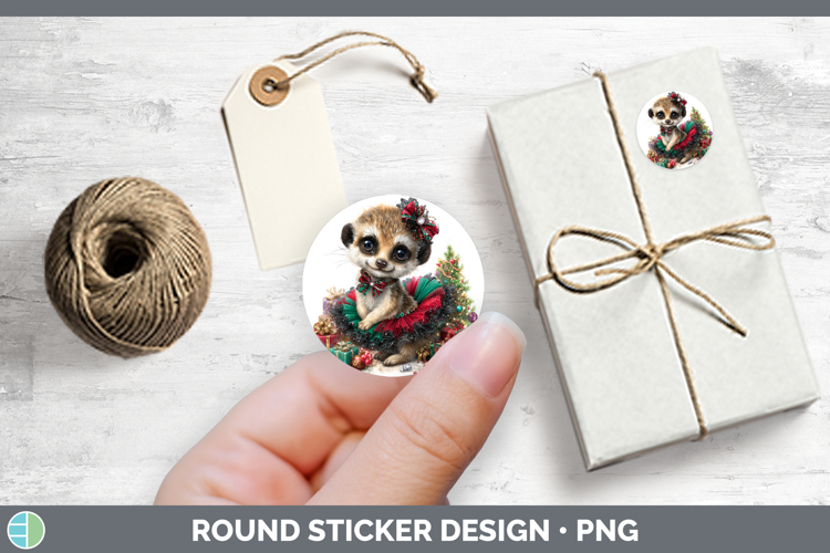 Safari Cute Christmas Meerkat Stickers | Round Labels Design