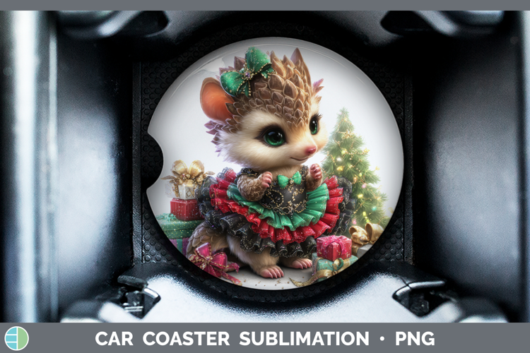 Safari Cute Christmas Pangolin Car Coaster Sublimation Desi