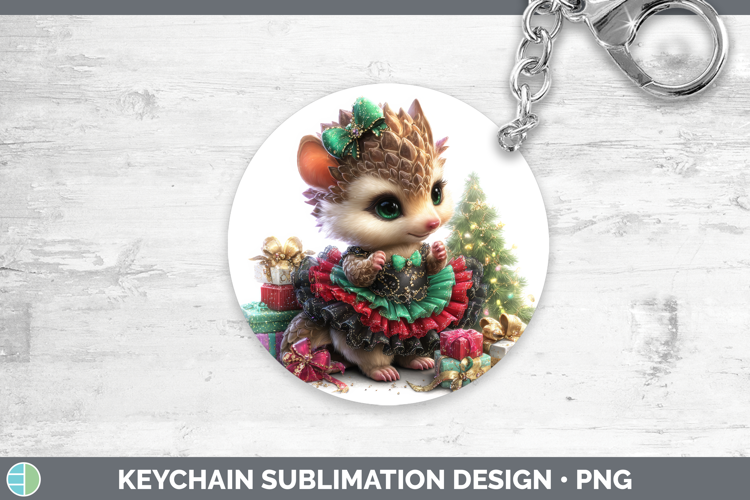 Safari Cute Christmas Pangolin Keychain Sublimation Keyring