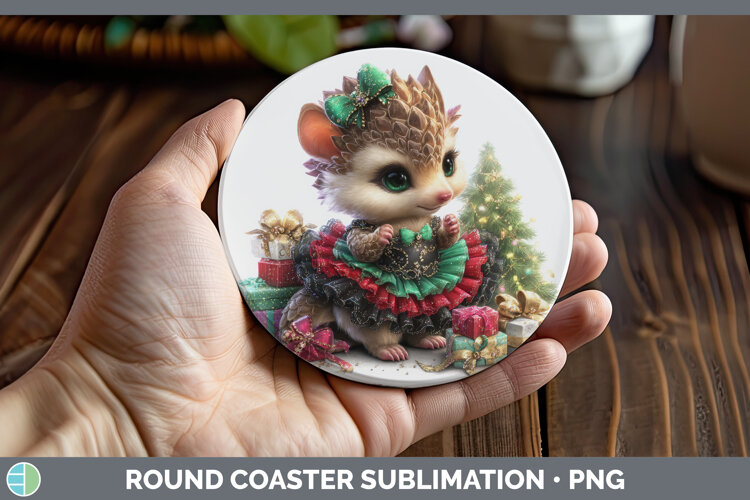 GorgeousSafari Cute Christmas Round Coaster design.