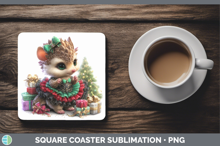 Safari Cute Christmas Pangolin Square Coaster Sublimation Co