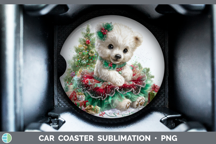 Safari Cute Christmas Polar Bear Car Coaster Sublimation De