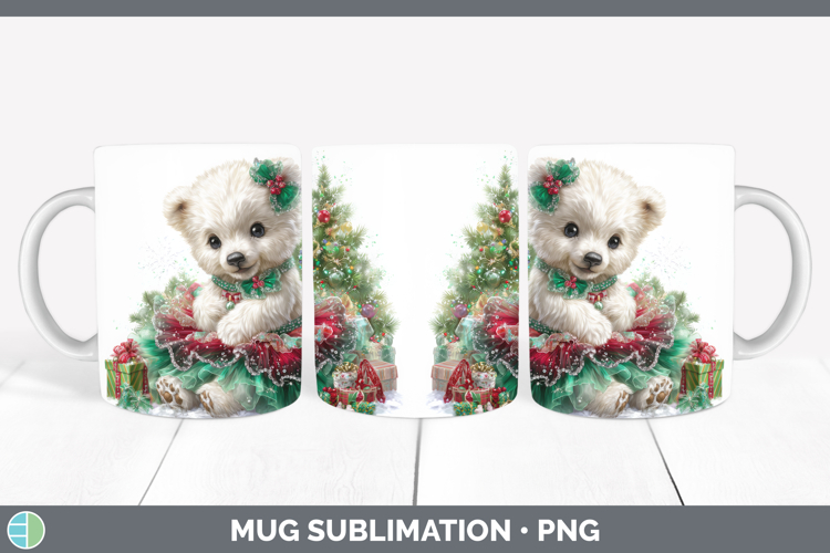 Safari Cute Christmas Polar Bear Mug Wrap Sublimation Coffee