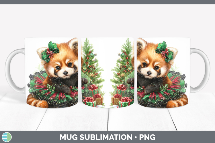 Safari Cute Christmas Red Panda Mug Wrap Sublimation Coffee