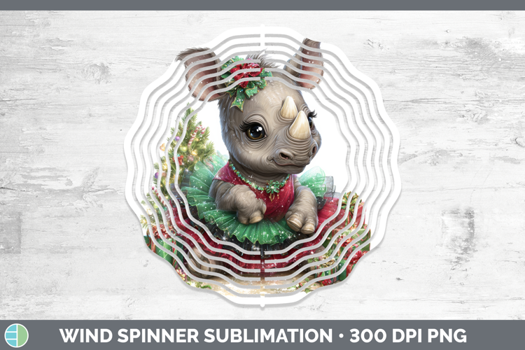 Safari Cute Christmas Rhino Wind Spinner Sublimation Spinner