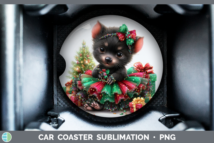 Safari Cute Christmas Tasmanian Devil Car Coaster Sublimatio