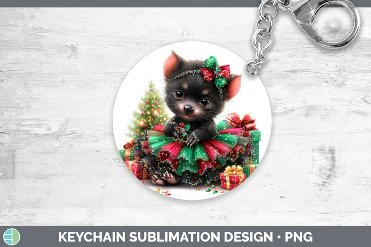 Safari Cute Christmas Tasmanian Devil Keychain Sublimation K