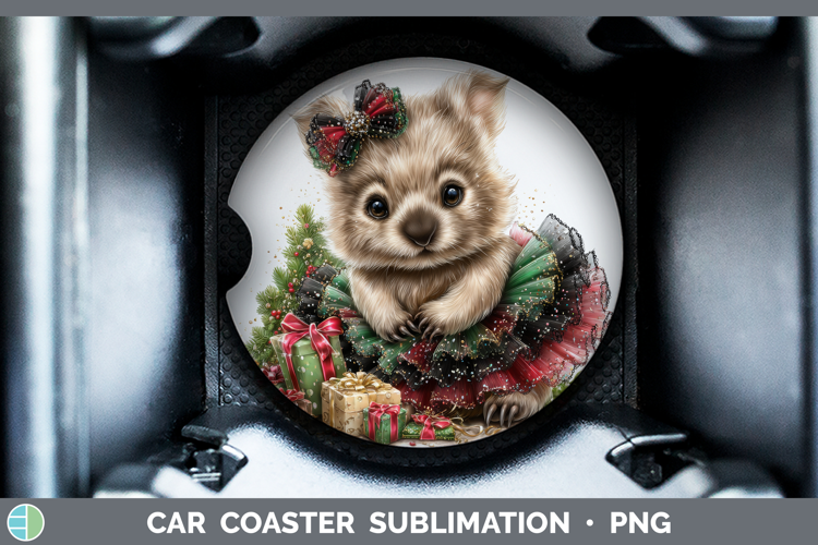 Safari Cute Christmas Wombat Car Coaster Sublimation Design