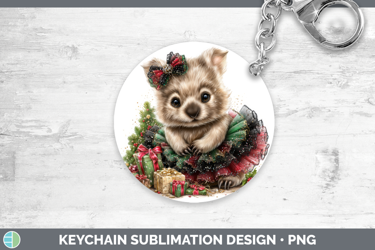 Safari Cute Christmas Wombat Keychain Sublimation Keyring De