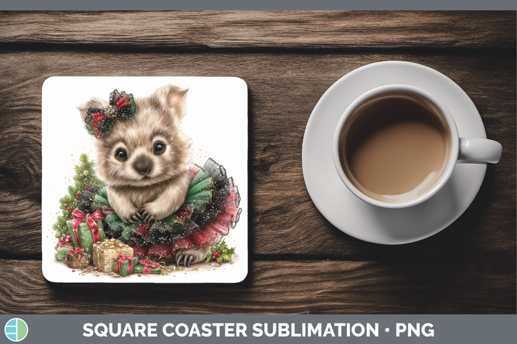 Safari Cute Christmas Wombat Square Coaster Sublimation Coas