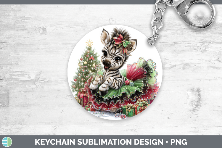 Safari Cute Christmas Zebra Keychain Sublimation Keyring Des