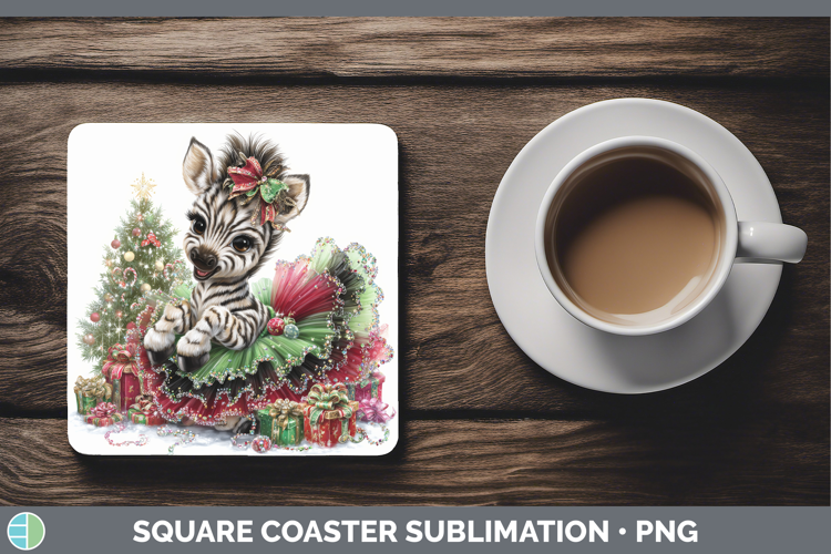 Safari Cute Christmas Zebra Square Coaster Sublimation Coast