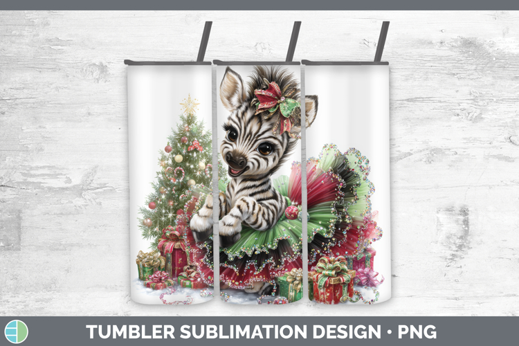 Safari Cute Christmas Zebra Tumbler Sublimation 20 oz Skinny