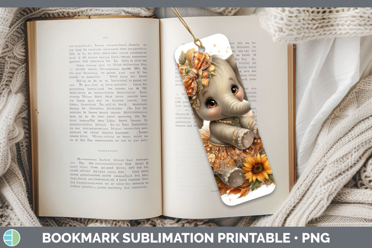 Elephant Safari Cute Thanksgiving Bookmark Sublimation Desig