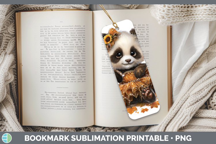 Panda Bear Safari Cute Thanksgiving Bookmark Sublimation Des