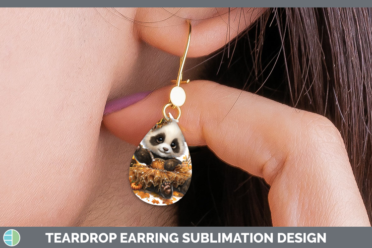 Panda Bear Safari Cute Thanksgiving Teardrop Earrings Sublim