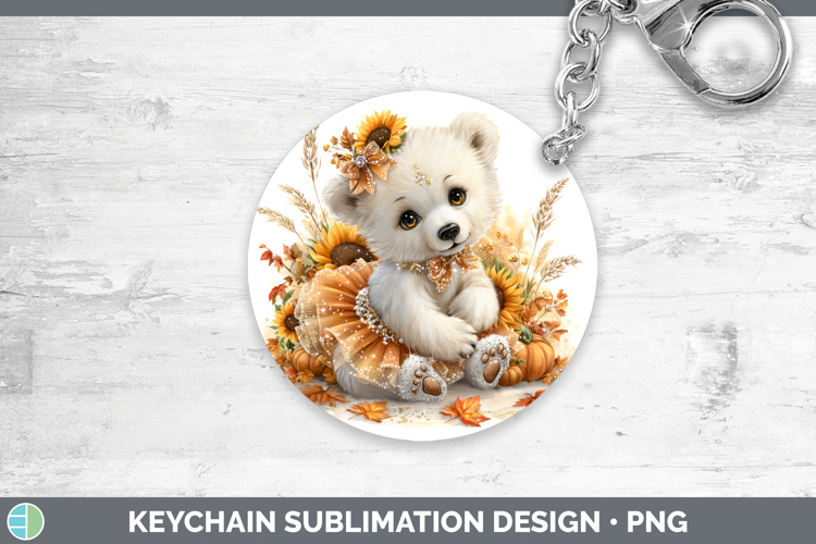 Polar Bear Safari Cute Thanksgiving Keychain Sublimation Des