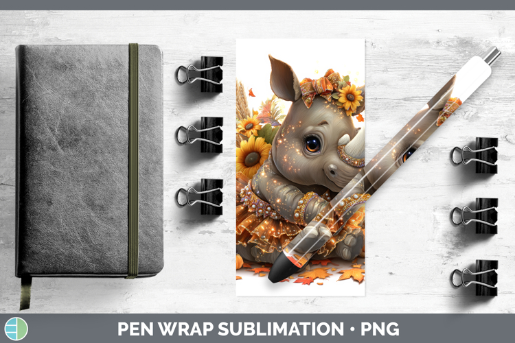 Rhino Safari Cute Thanksgiving Pen Wrap Sublimation Design