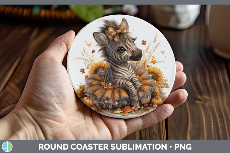Zebra Safari Cute Thanksgiving Round Coaster Sublimation Des
