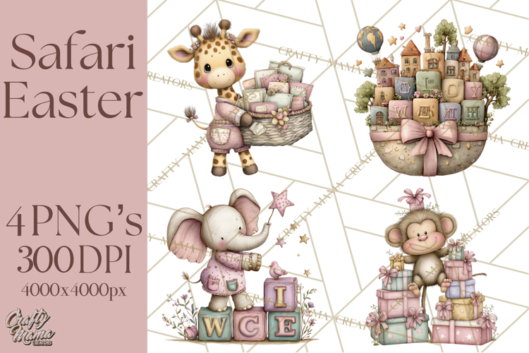 Easter Safari Animal Clipart, Cute Safari Mail PNG