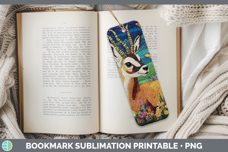 Safari Embroider Antelope Bookmark Sublimation Printable Des