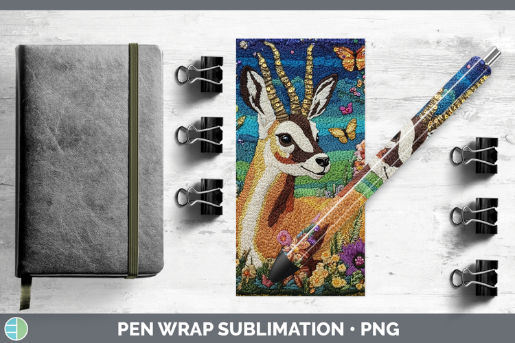 Safari Embroider Antelope Pen Wrap Sublimation Pen Designs