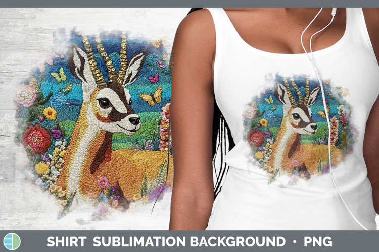 Safari Embroider Antelope Shirt Sublimation Sublimation Back