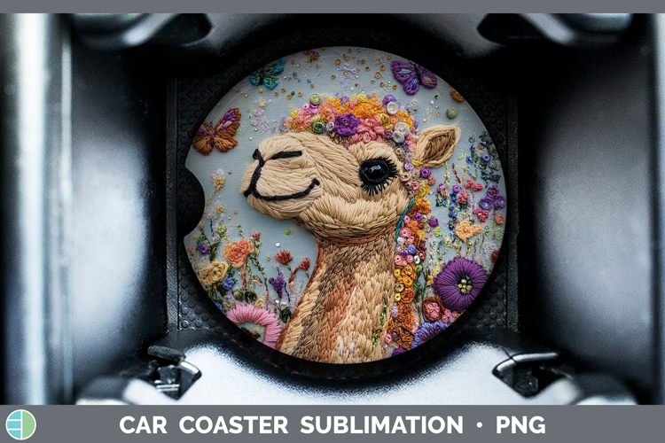 Safari Embroider Camel Car Coaster Sublimation Designs