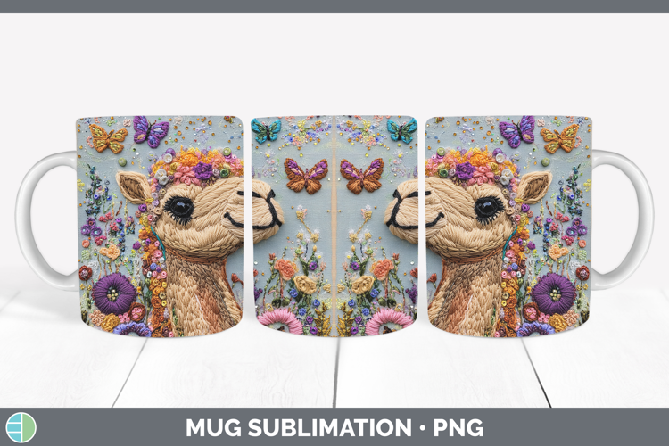 Safari Embroider Camel Mug Wrap Sublimation Coffee Cup Desig
