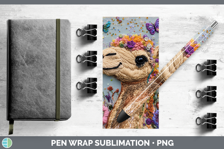 Safari Embroider Camel Pen Wrap Sublimation Pen Designs