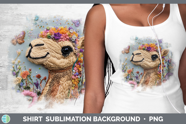 Safari Embroider Camel Shirt Sublimation Sublimation Backgro
