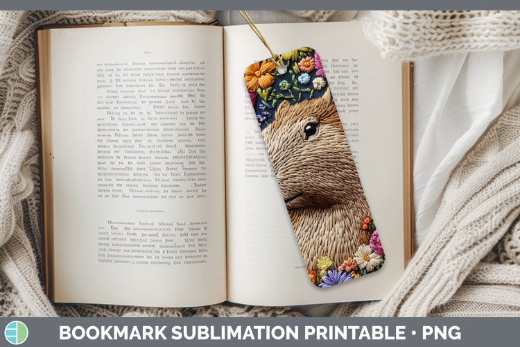 Safari Embroider Capybara Bookmark Sublimation Printable Des