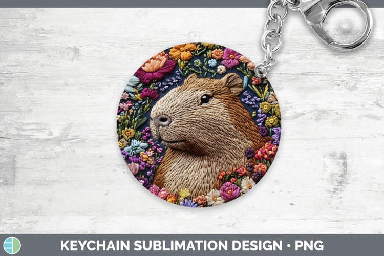 Safari Embroider Capybara Keychain Sublimation Keyring Desig