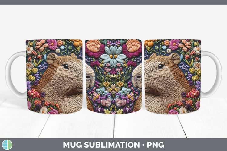 Safari Embroider Capybara Mug Wrap Sublimation Coffee Cup De