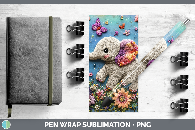Safari Embroider Elephant Pen Wrap Sublimation Pen Designs