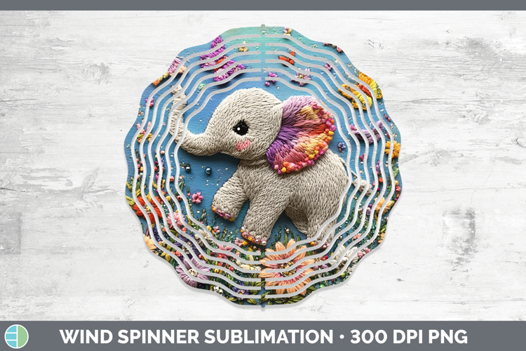 Safari Embroider Elephant Wind Spinner Sublimation Spinner D